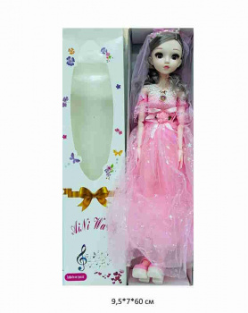 Кукла арт. 2009-3 В розовом платье шарнирная муз. в кор.~