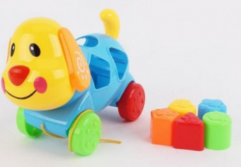 Каталка-сортер арт. 9201 Собака на веревке /сетка/21,5*11,5*16