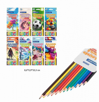 кс_Карандаши цветные арт. 182056 "АССОРТИ 8 ДИЗАЙНОВ 7-14 лет" 12 цв. трехгранные BRAUBERG