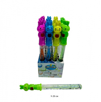 Пузыри мыльные арт. 1806 Зайка цвета микс 26 см (24 шт.) шоубокс•=