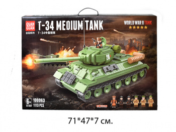 Конструктор арт. 100063 Танк Т-34 1137 дет. в кор.~•/16 шт./