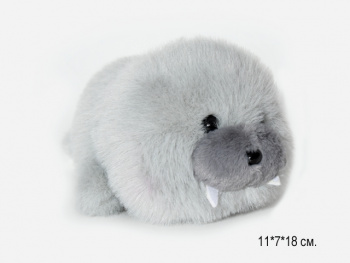 им Морж арт. 209118 Малыш серый с бивнями лежит ароматизированный 18 см в пак.