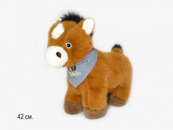 им Ослик арт. 209220 Коричневый с платочком на шее 42 см в пак.