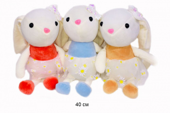 им Зайка арт. 80722-3 Белый в платье цвета микс 40 см в пак.) им Зайка арт. 80722-3 Белый в платье цвета микс 40 см в пак.)