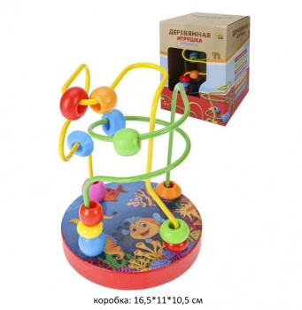 Деревянная игрушка арт. 5588-64-1 Логика Лабиринт Рыбки в кор.)