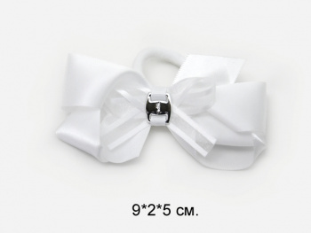 Бант арт. 1240 Белый шелковый  на резинке