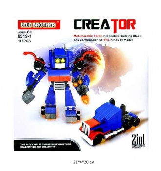 Конструктор арт. 8519-1 Трансформер Робот-автомобиль 117 дет. в кор.•
