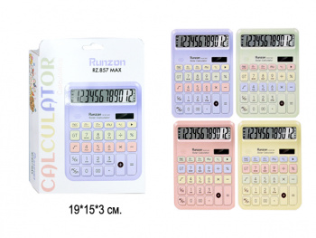 кц_Калькулятор настольный арт. RZ857MAX 12 разрядов, двойное питание цвета микс в кор. 