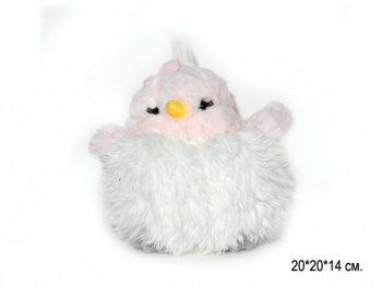 им Птица арт. 05167-3-209 Цыпленок розовый в белой пушистой шубке 20 см в пак.