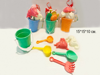 Песочный набор арт. KZ-6425A Ведерко, формочки, инструменты в сет.• Песочный набор арт. KZ-6425A Ведерко, формочки, инструменты в сет.•