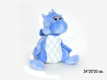 им Дракон арт. 16959-209 Голубой c животом в клетку сидит 25 см в пак.