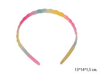 Ободок арт. 1256-BT Пластик косичка трехцветный 1 шт. в пак.