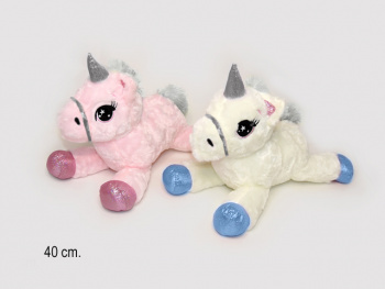 им Единорог арт. 4661/40 Пушистый лежит 2 цвета 40 см в пак.