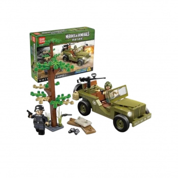 Конструктор арт. 100095-3 Военнная техника Джип 202 дет. в кор._