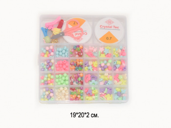 Набор для плетения арт. 285-4-805/28547 Бусины 24 ячейки, 2 лески и аксессуары в кор.