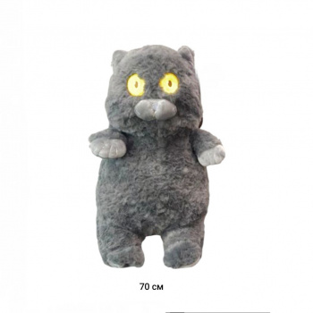 им Кошка арт. 14894-209 Толстячок черный глаза желтые круглые 70 см в пак.