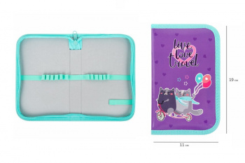 кс_Пенал арт. 272241 ПИФАГОР 1 отделение ламинированный картон 19х11 см "Bike cats"