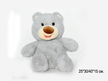 им Медведь арт. 18144-3-209 Норковый серый улыбака с коричневым носом 30/40 см в пак.