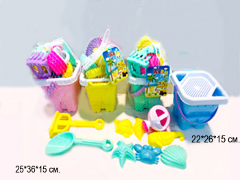 Песочный набор арт. 711 Ведерко, формочки, инструменты в сет.• Песочный набор арт. 711 Ведерко, формочки, инструменты в сет.•