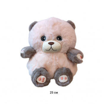 им Медведь арт. 44544-2-209 /241219-6-2 Розовый с серыми лапами и ушами 25 см в пак.)