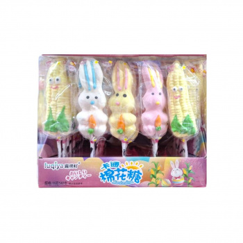 Маршмеллоу арт. 466809 На палочке "Зайка/кукуруза" 16 г 40 шт. в розовой кор.*