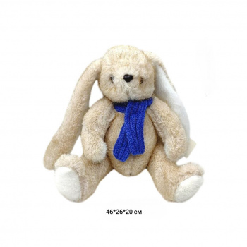 им Зайка арт. DYB-2026-12 Пестрый бежевый в вязанном шарфе 46 см в пак._