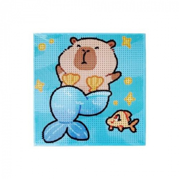 Алмазная мозаика арт. KP2010-209 Капибара-русалка 20*20 на подрамнике в пак.