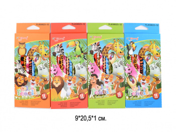 кц_Карандаши цветные арт. YL830023-12 Набор 12 цветов "Джунгли" в кор.