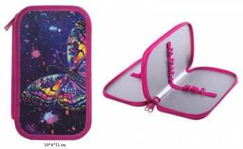 кс_Пенал арт. 270886 ЮНЛАНДИЯ 2 отделения ламинированный картон 19х11 см "Colorful butterfly"